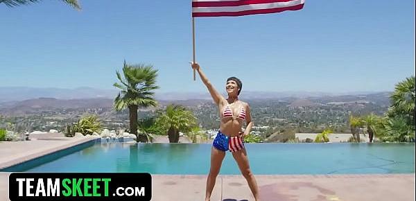 Oiled Up Slut Brooklyn Gray Bounces On Hard Cock - 4th Of July Porn